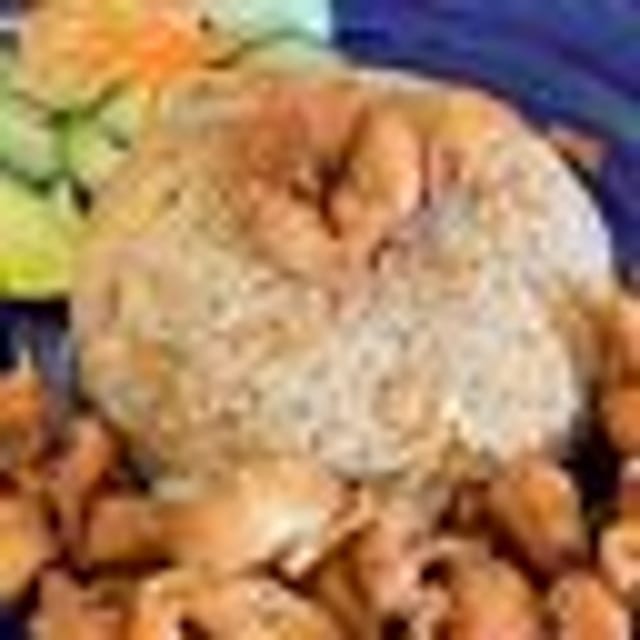 Egg Fried Rice with Fried Chicken.